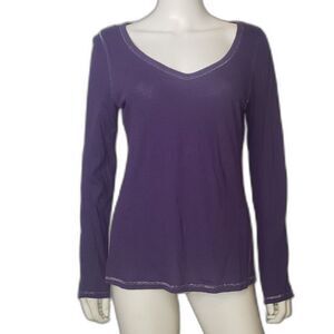 Miley Cyrus Max Azria Long Sleeve V Neck Purple Y2K T Shirt Junior's Size XL